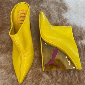 FENTY Puma / Rihanna Yellow Lucite Logo Mules